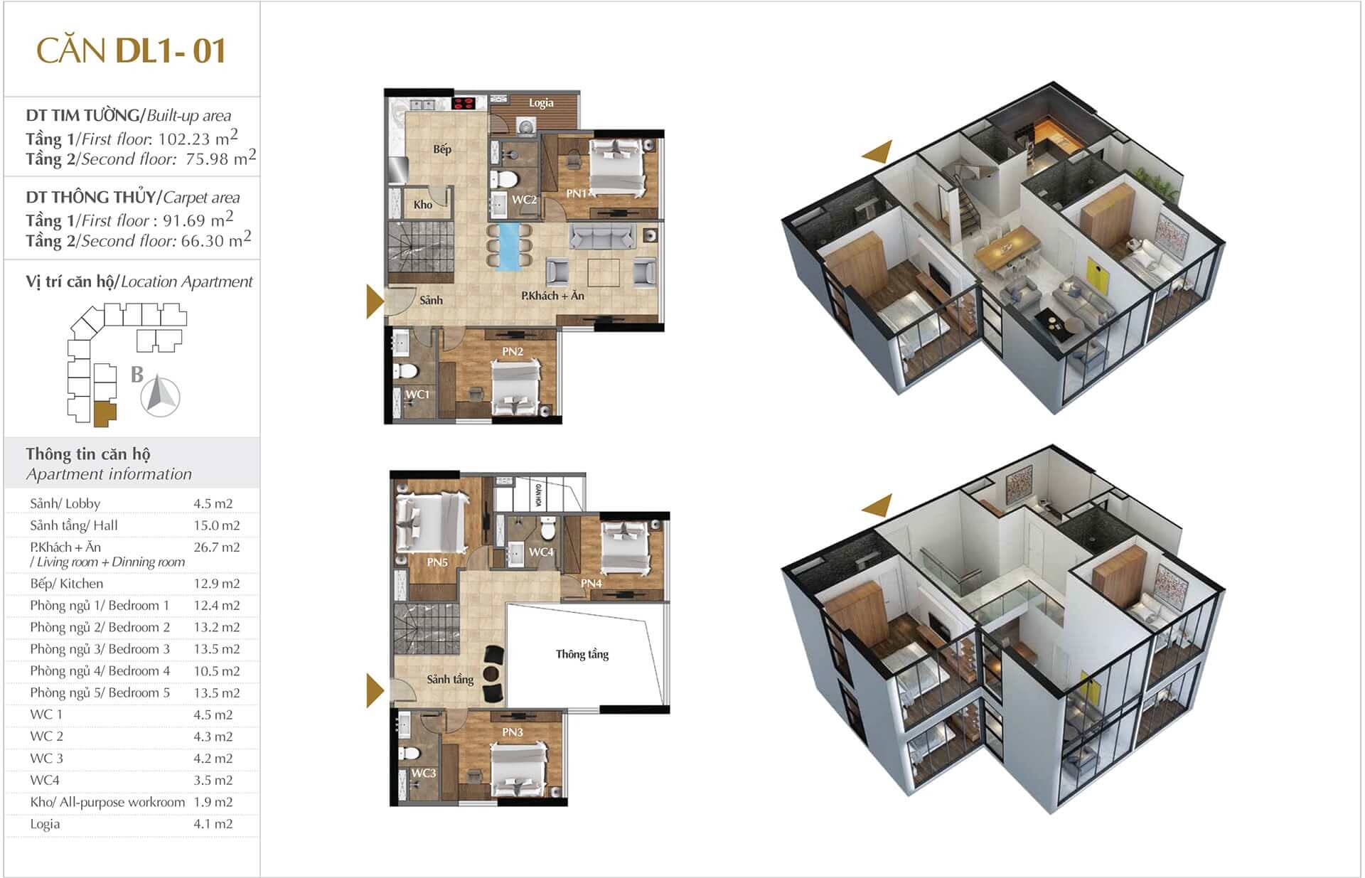 Chi Tiết Căn Hộ Dl01 dự án sunshine crystal river