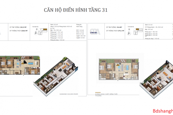 Căn Hộ điển Hình G01a Và G02a Tầng 31 Dự án Sunshine Golden River