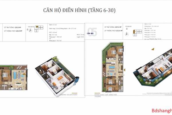 Căn Hộ điển Hình G03 G05 (tầng 6 30) Dự án Sunshine Golden River