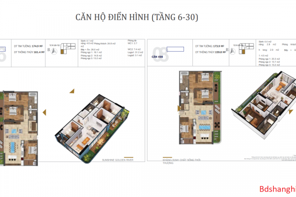 Căn Hộ điển Hình G06 G08 (tầng 6 30) Dự án Sunshine Golden River
