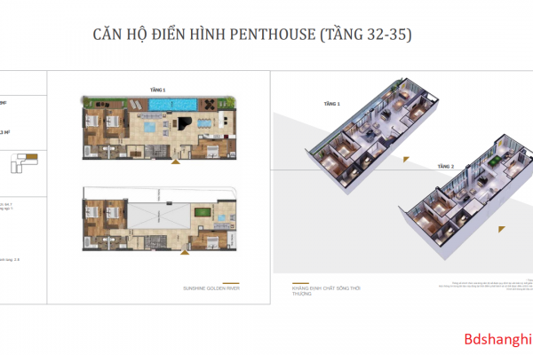 Căn Hộ điển Hình Penhouse Ph 01 Tầng 32 35 Dự án Sunshine Golden River