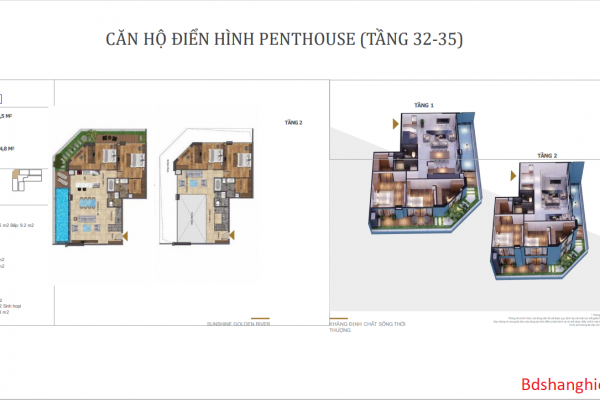 Căn Hộ điển Hình Penhouse Ph 03 Tầng 32 35 Dự án Sunshine Golden River