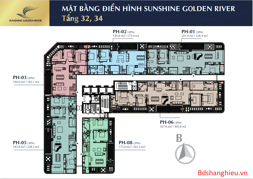 Mặt Bằng Penhouse Tầng 1 Dự Án Sunshine Golden River