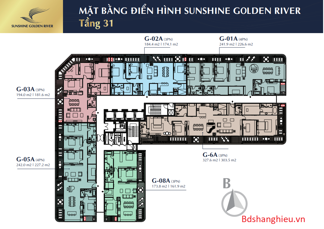 Mặt Bằng Tầng 31 Dự án Sunshine Golden River
